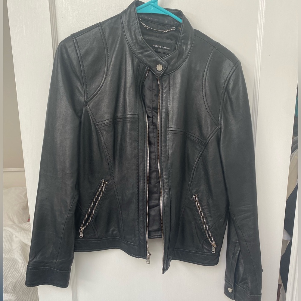 Wilson’s leather moto jacket- real leather